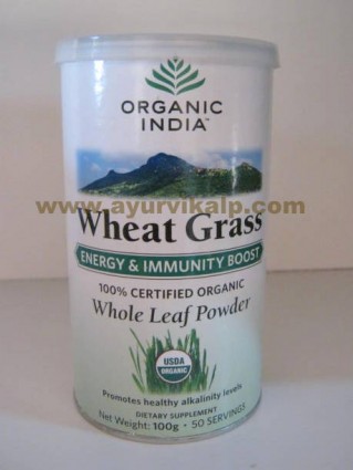 Organic India, WHEAT GRASS POWDER, 100g For Energy & Immunity Boost